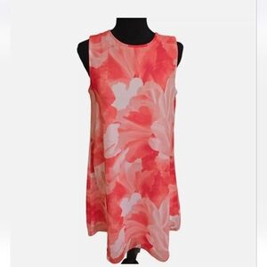 Jessica H Women's Lined Sleeveless Floral A-Line Dress Coral White Size 10